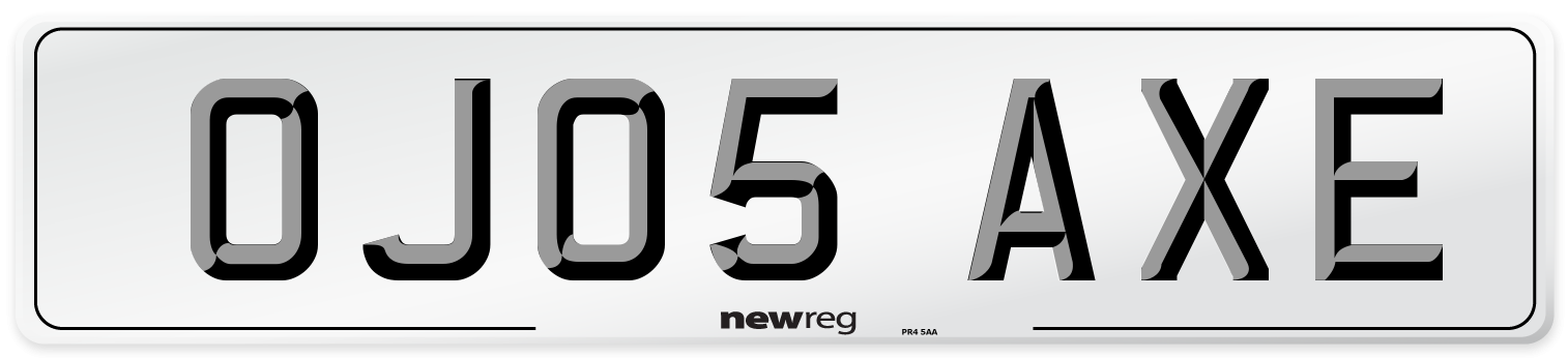 OJ05 AXE Number Plate from New Reg
